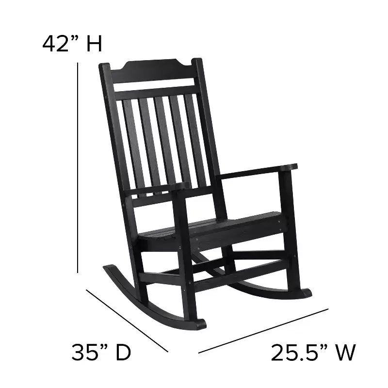 Emma and Oliver All-Weather Rocking Chair in Faux Wood - Patio and Backyard Furniture