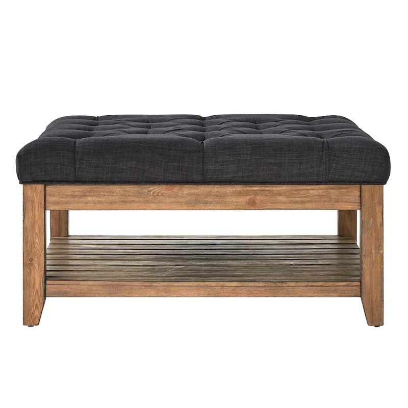 Lennon Pine Planked Ottoman Coffee Table by iNSPIRE Q Artisan