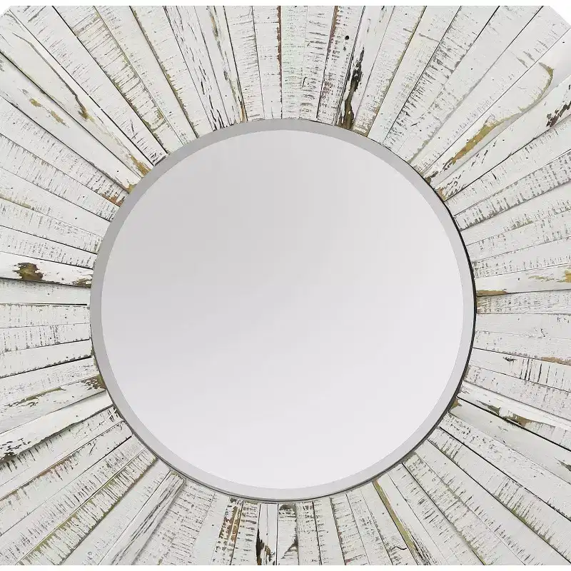 Distressed Modern Farmhouse Wood Wall Mirror White - StyleCraft: Antiqued Glass, Fir & MDF Frame