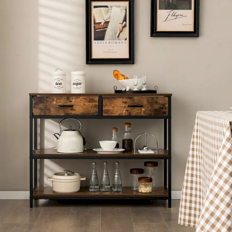 Costway Console Entryway Table Sofa Side Table with Folding Fabric