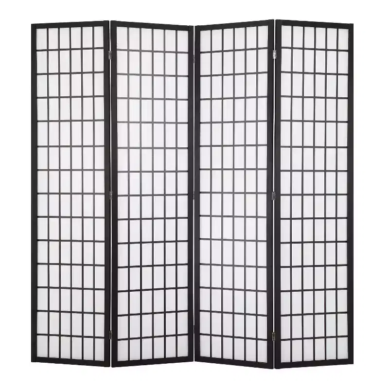 Elegant Folding Room Divider 4-Panel 6ft Screen Divider Folding Privacy Divider with Solid Wood Frame Shoji Panels