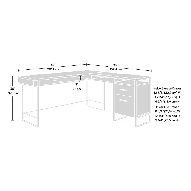Harper 60 Wood and Metal L-Shaped Office Desk