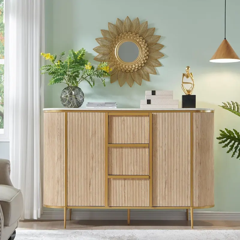 54  Modern Fluted Buffet Cabinet, Buffet Table, Coffee/Wine Bar