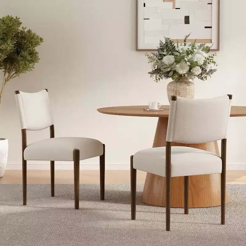 GDFStudio Benson Modern Rubberwood Upholstered Dining Chairs (Set of 2)