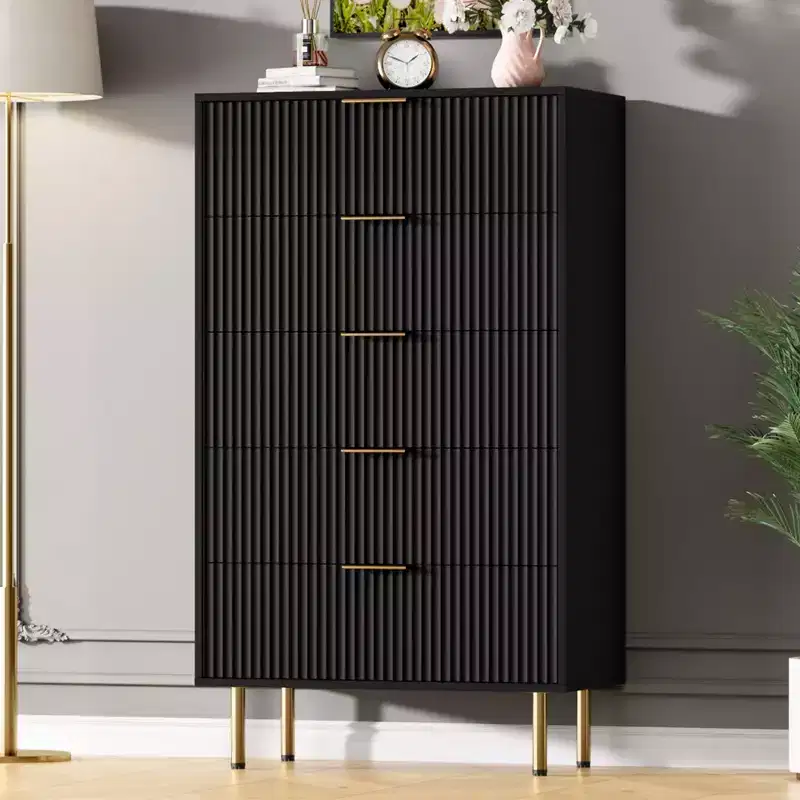 Dresser for Bedroom,5 Drawer Dresser with Wide Drawers,Wooden Chest of Drawers,Modern Storage Dressers for Living Room, Closet, Hallway, Entryway