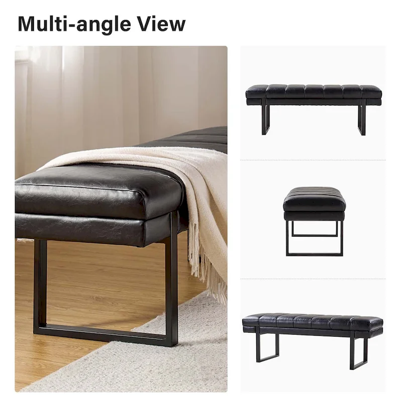 Laurens Modern 52.5 Channel Tufted Bench with Mental Legs by HULALA HOME