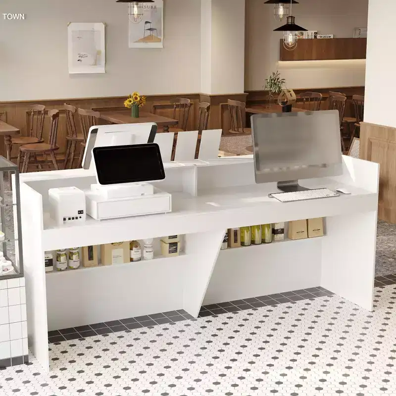 White Modern Reception Desk Front Counter Desk