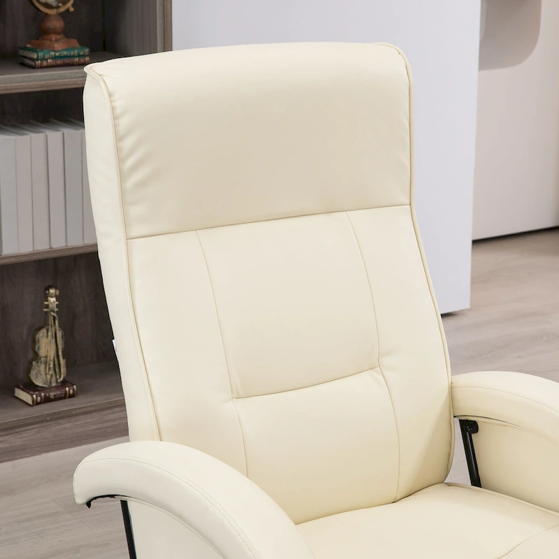HOMCOM PU Recliner with Footrest, Lounge Chair with 135 Adjustable Backrest, Swivel Wood Base