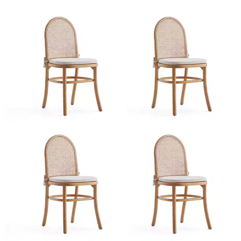 Set of 4 Paragon Dining Chairs: Upholstered, Ash Wood Frame, No Assembly - Manhattan Comfort