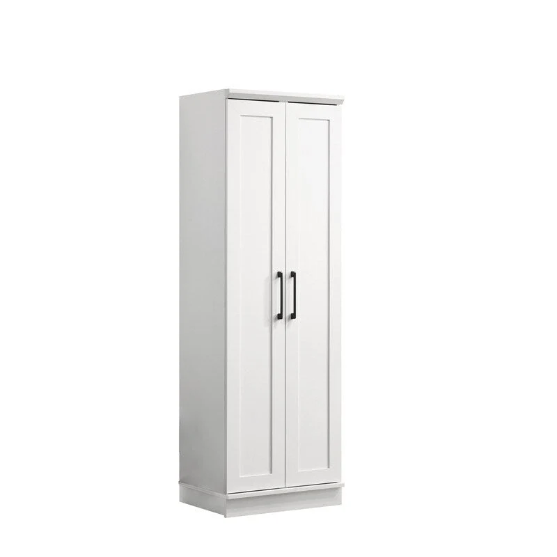 White Sleek Storage Cabinet with Framed Panel Design
