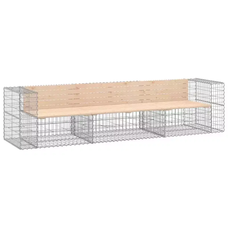 vidaXL Garden Bench Brown and Silver Solid pine wood, Galvanized steel