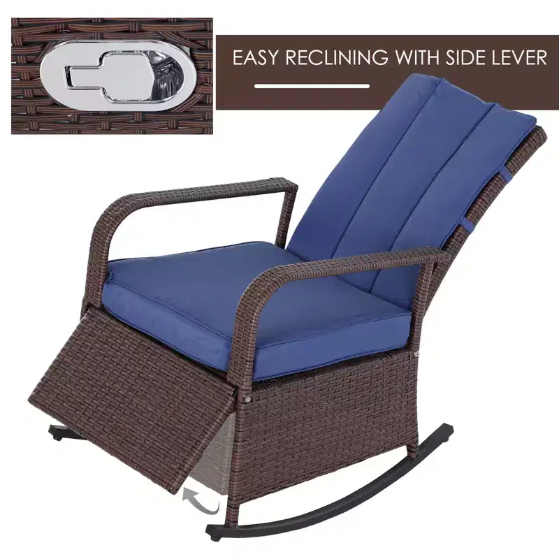PE Rattan Rocking Recliner with Footrest