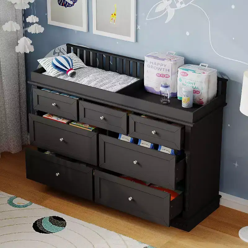 Convertible Baby Changing Table Dresser with Spacious Drawers, Nursery Furniture, White