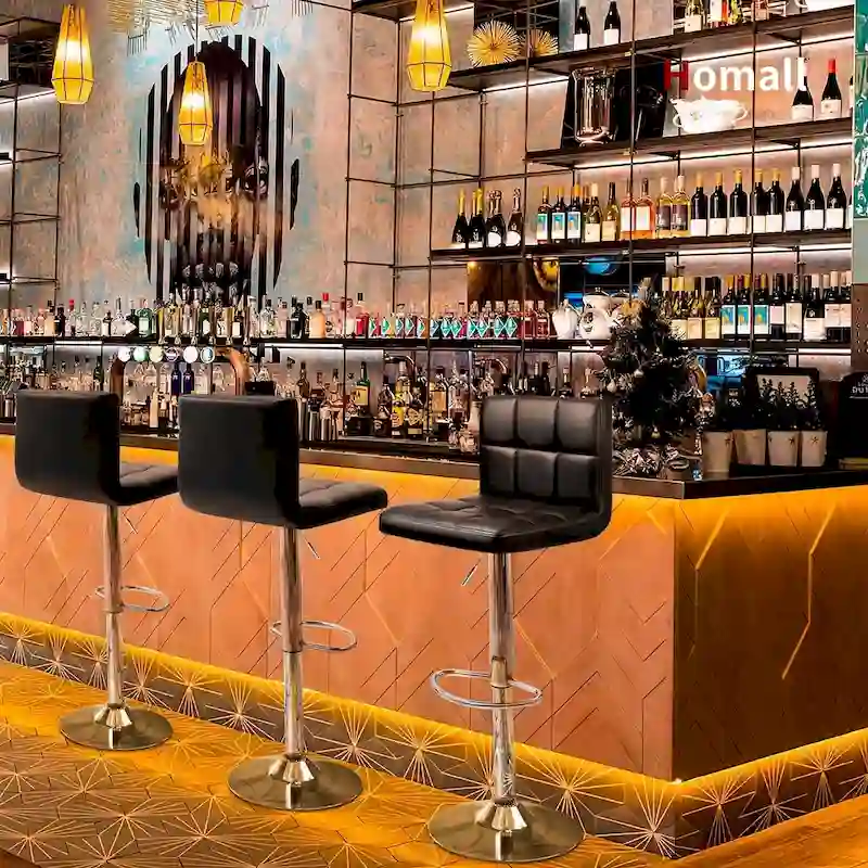 Adjustable Swivel Bar Stools Set of 2, PU Leather Armless Counter Height Chairs