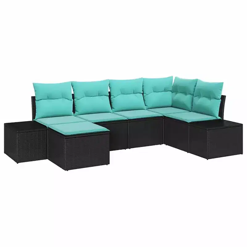 vidaXL Garden Sofa Set with Cushion 6 pcs Brown Poly rattan