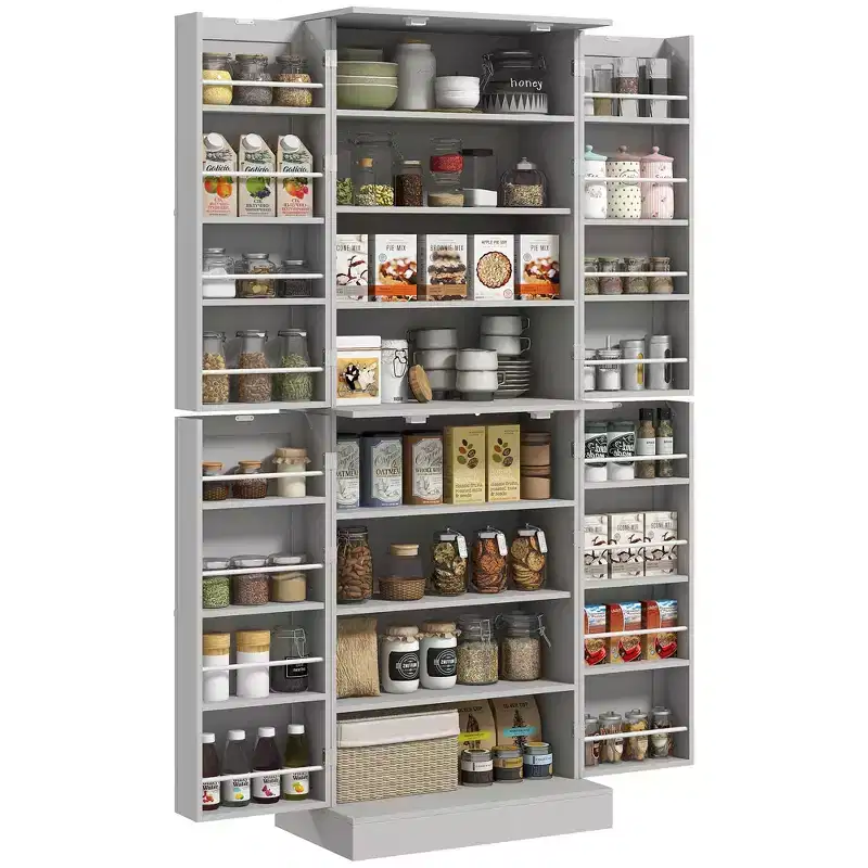 65 Kitchen Pantry Cabinet, Modern Storage Cabinet with Doors and Shelves, Freestanding Cupboard for Dining Room