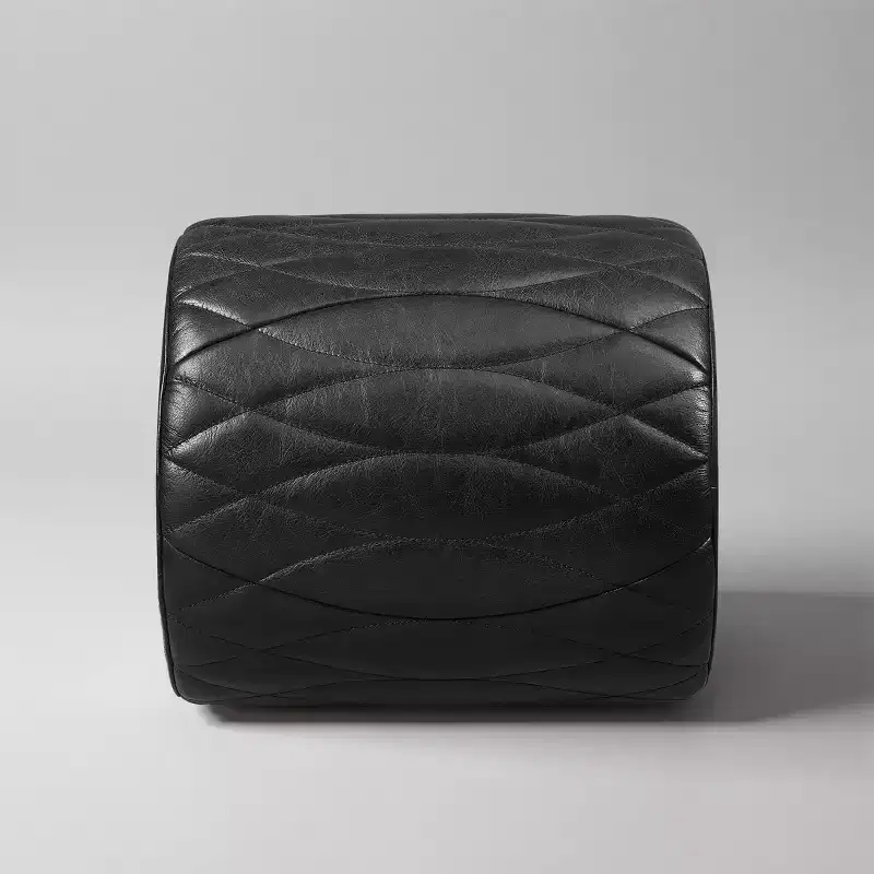 Art Leon Industrial Genuine Leather and Aluminum Ottoman with Multi-Functional