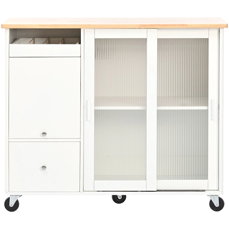 Kitchen Island with Drop Leaf, LED Light