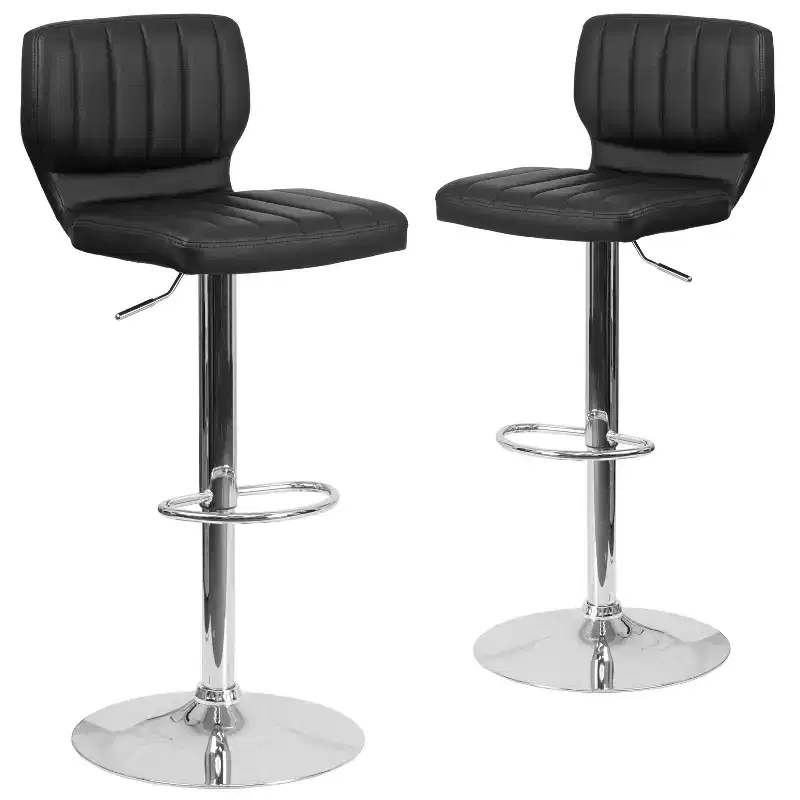 Metal Vinyl Foam Swivel Bar Stool Set of 2, Height Adjustable 25