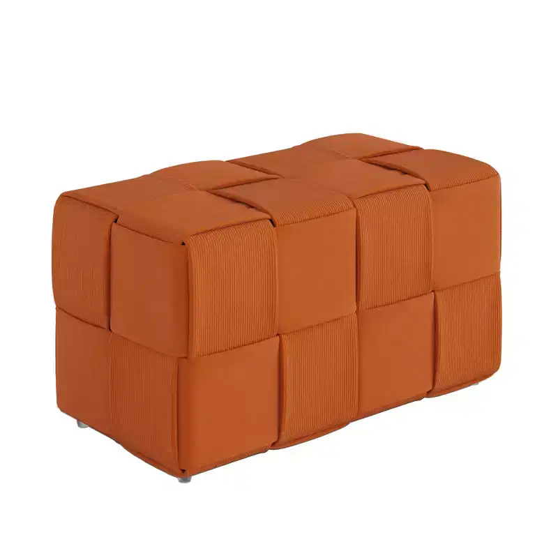 Rectangle Corduroy Woven Design Ottoman