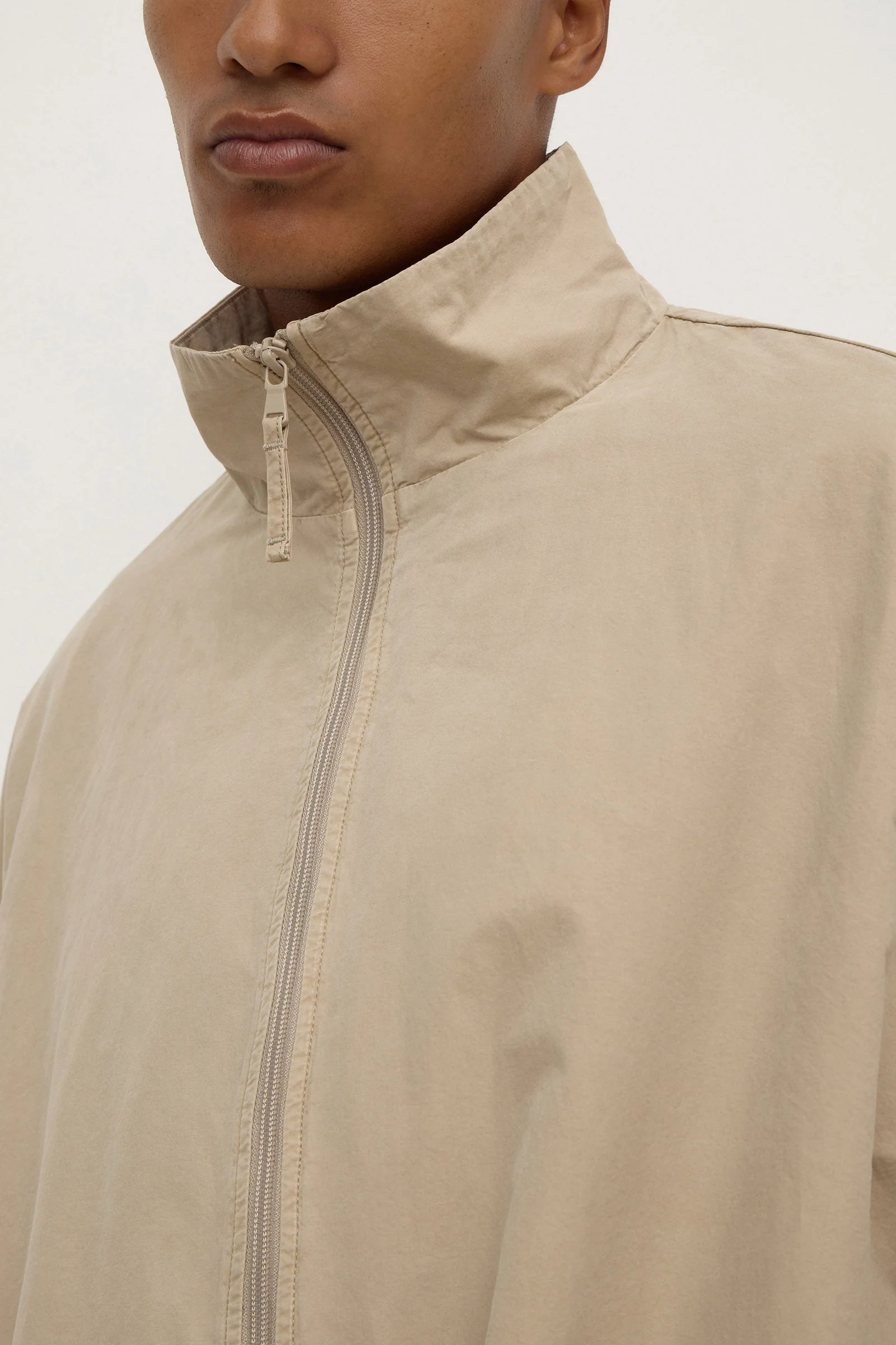 Ash Grey Cotton Stand Collar Jacket