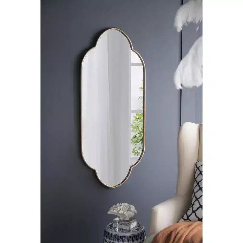 22.4 x 48 Inch Champagne Gold Decorative Wall Mirror with Notched Edges
