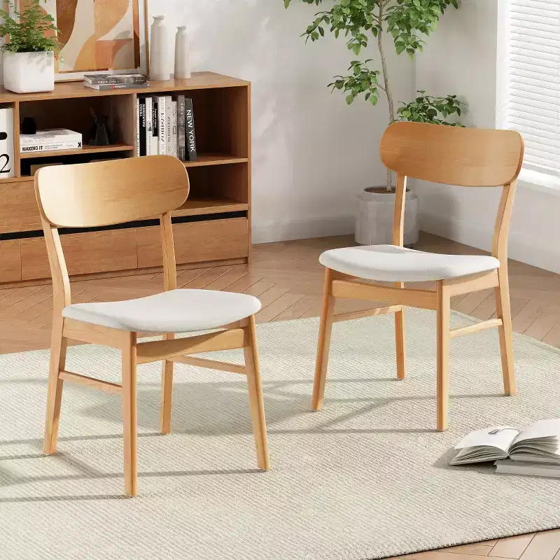 Set of 2 Wood Dining Chairs with Upholstered Seats, Modern Accent Chairs Kitchen Chairs for Dining Room or Living Room-Panipeachy