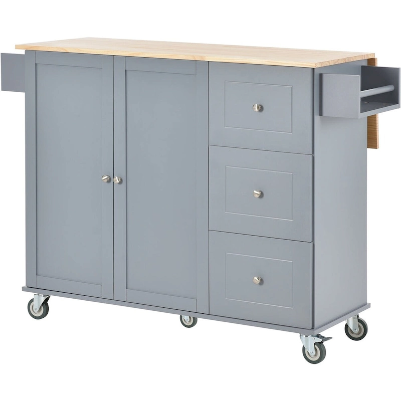 Multifunctional Kitchen Cart with Spice Rack and Adjustable Shelves