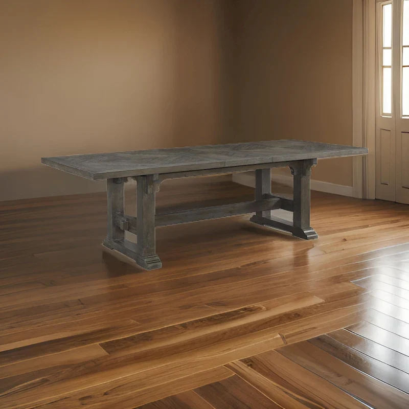 Koa 84-102 Inch Dining Table, Extendable 8 Seater Rectangular, Brown Wood
