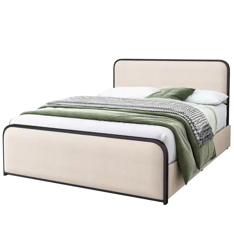 Merax Modern Upholstered Platform Bed with 4 Underbed Storage Drawers