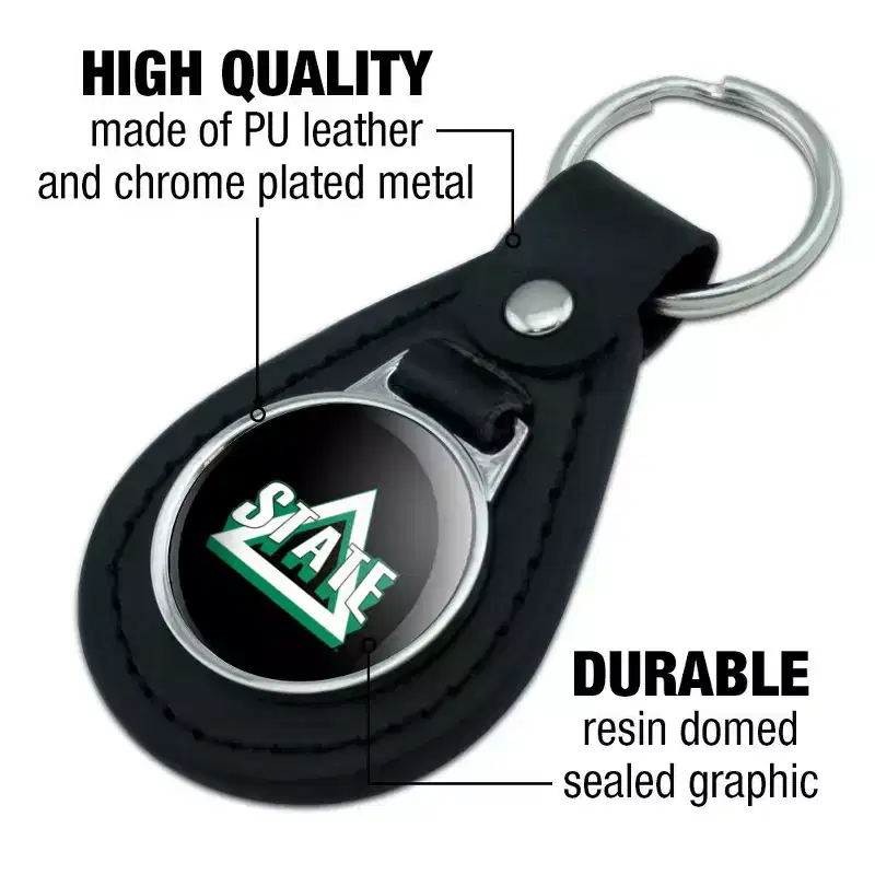 Delta State Secondary Logo Black Leather Keychain