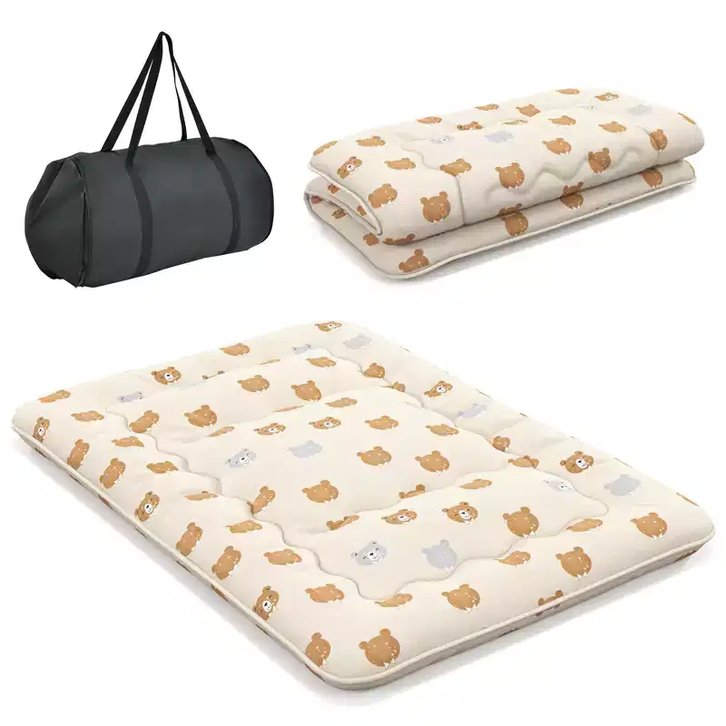 Full/King/Queen/Twin Futon Mattress Japanese Floor Pad Washable Cover Carry Bag Brown Bear