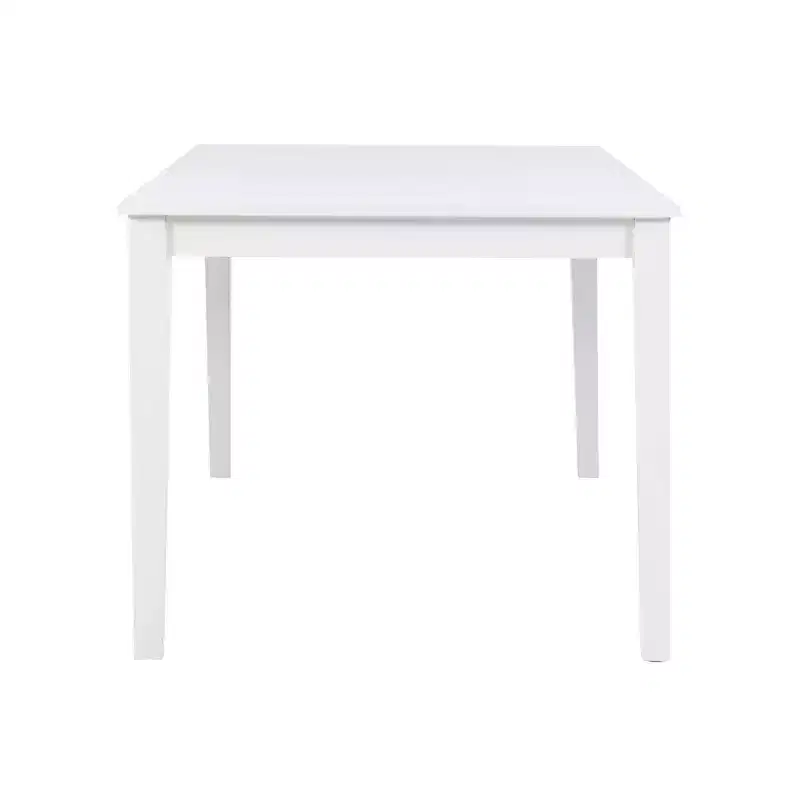 Transitional Dining Table White Solid Acacia Seats 6