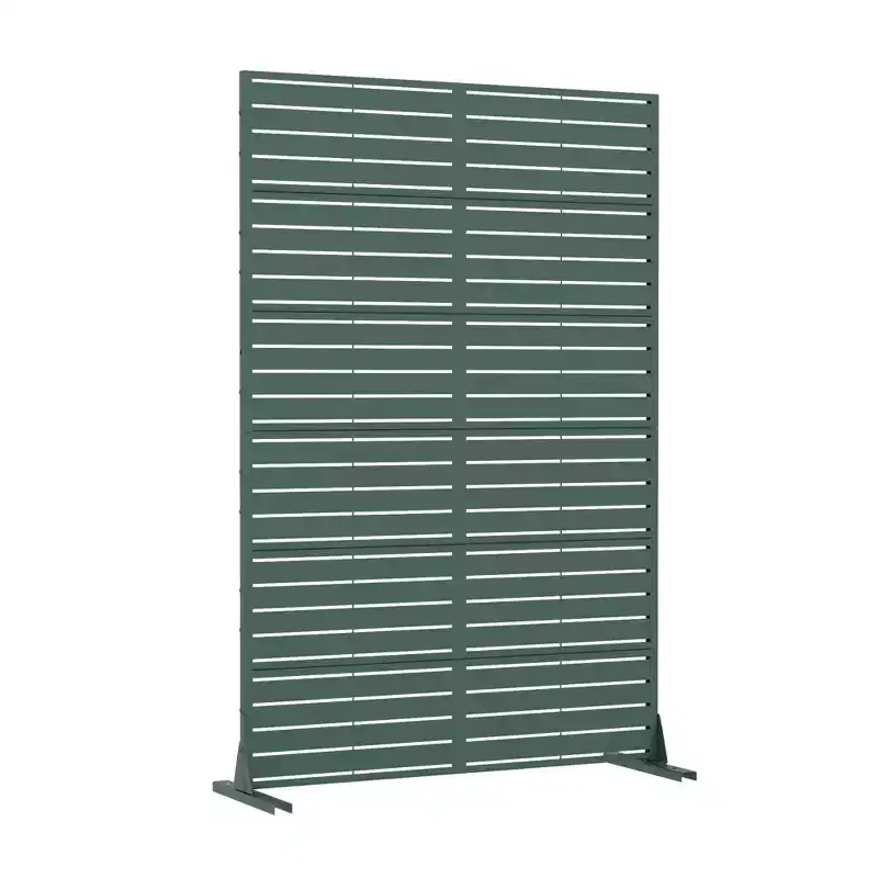 72x47 in Metal Outdoor Patio Privacy Screen Freestanding Room Divider Partition for Indoor, White