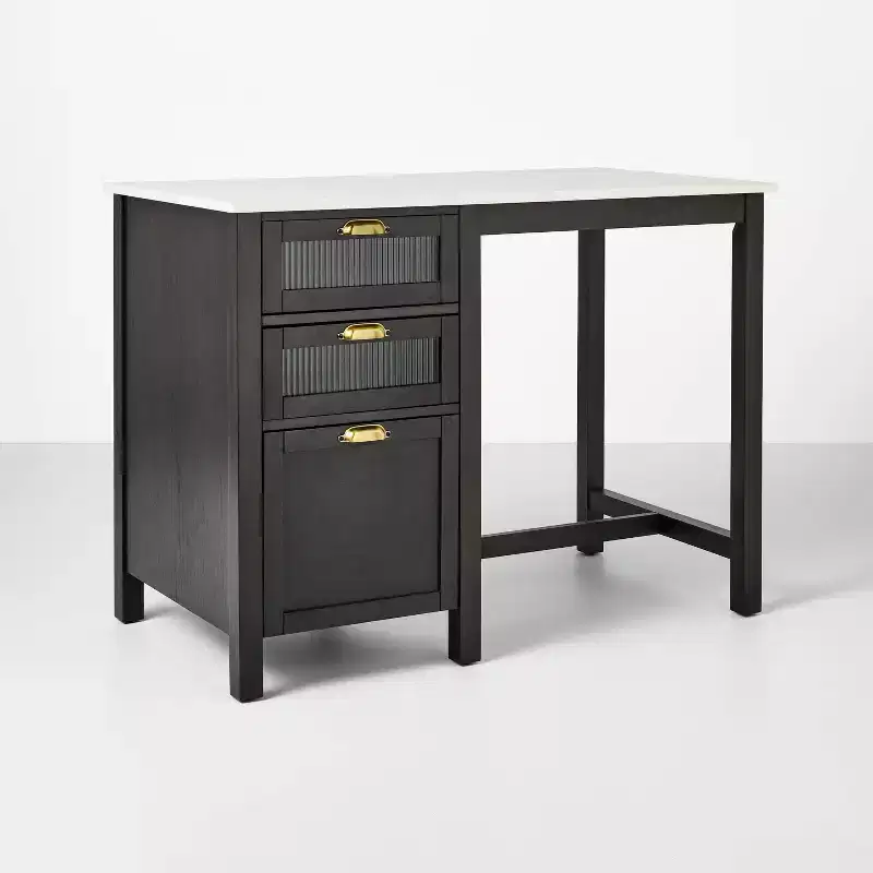 48 Reeded Glass & Wood Kitchen Island with Seating Nook - Hearth & Hand with Magnolia
