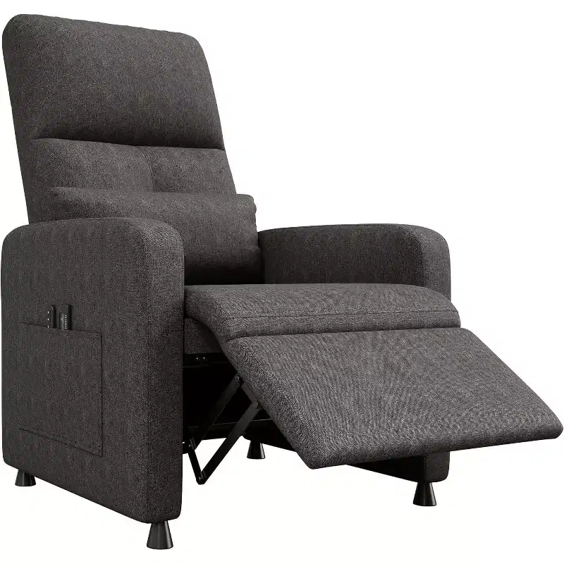 Adjustable Recliner Ergonomic Overstuffed Single Sofa, Adults Home Theater Seating with Side Pockets, Tall Back, Padded Seat, for Living Room
