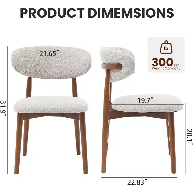 2pcs Wooden Dining Chairs,Modern Fabric Upholstered Dining Room Chair Kitchen Chairs,Farmhouse Dinner Chair for Kitchen