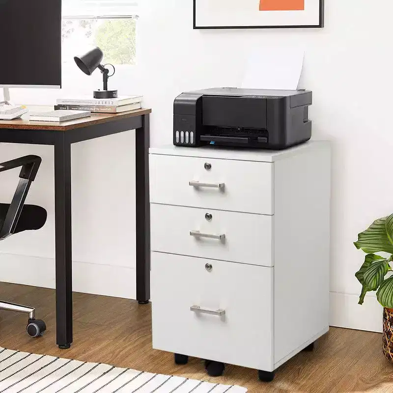 Karl Home 3-Drawer White MDF 19.69in. W Vertical File Cabinet