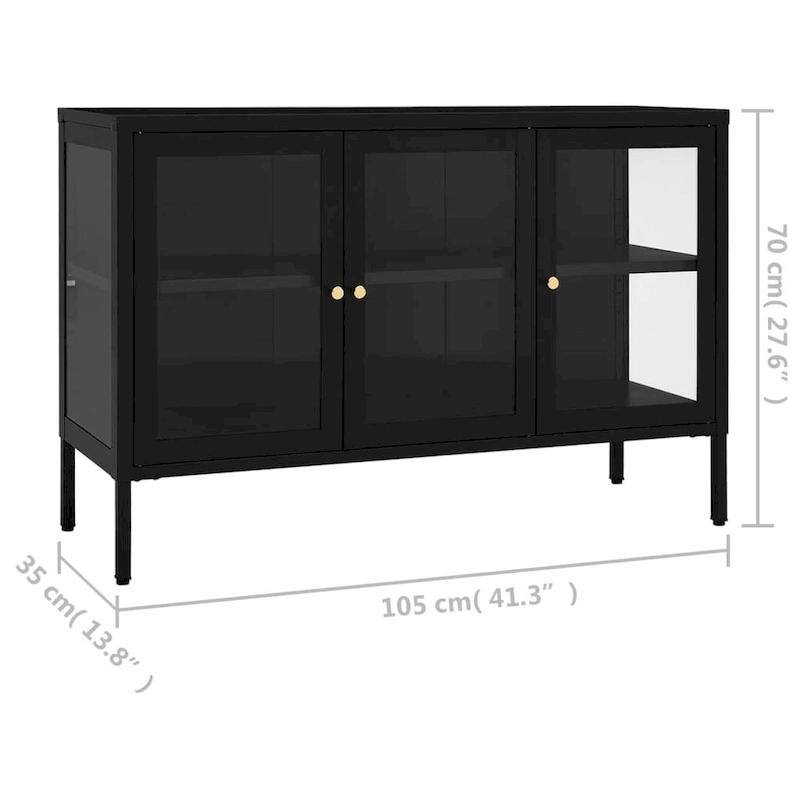 vidaXL Sideboard Black 41.3x13.8x27.6 Steel and Glass