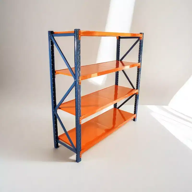 VIYET Heavy Duty Garage Shelves, 4-Tier 4400LBS Capacity Adjustable Metal Shelving, Blue&Orange Industrial Storage for Commercial Store/Tools/Gym