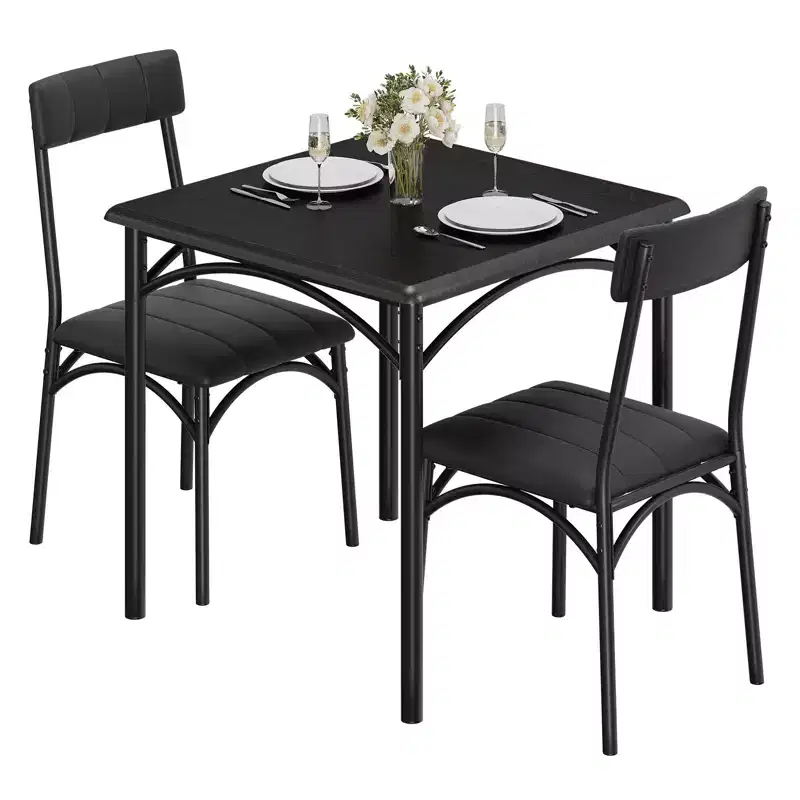 Compact Dining Set for Small Spaces - 2-Chair Breakfast Nook with Metal Frame, Space-Saving Kitchen Table