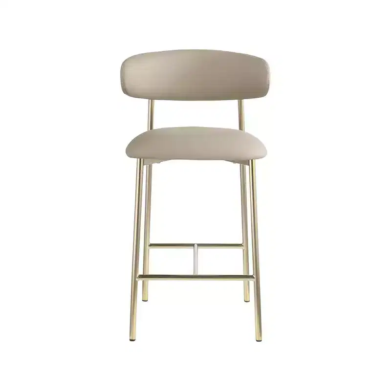 Meridian Furniture,Lupita Taupe Vegan Leather Counter Stool, Set of 2