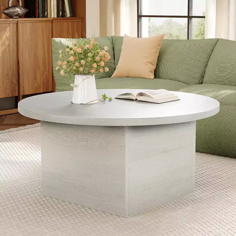 35.5 Farmhouse Coffee Table Modern Engineered Wood, Scratch-Resistant Table with Sturdy Frame for Living Room, Home Office, Lounge, Brown