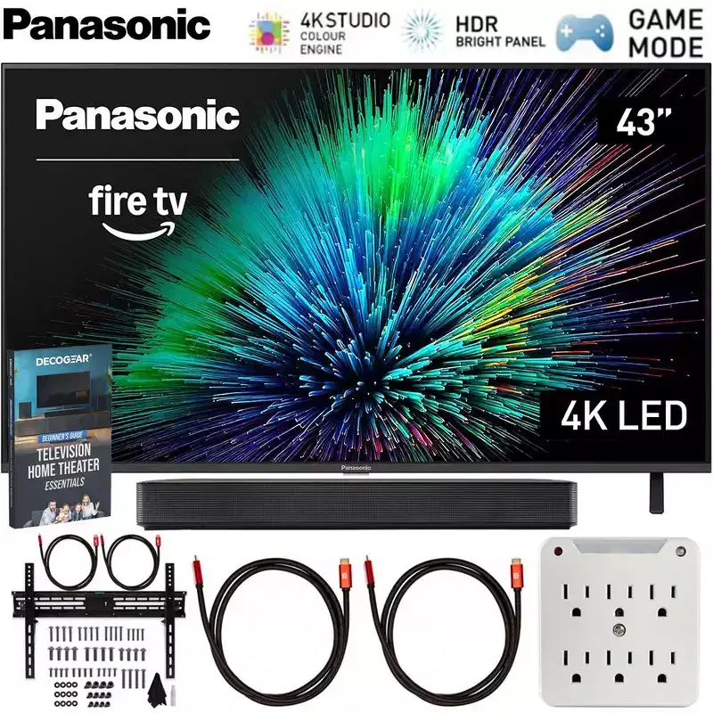 Panasonic W70 Series 43 LED 4K Ultra HD Smart Fire TV with Soundbar, Mount & Accessories