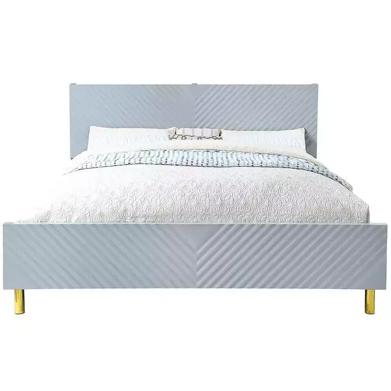 Acme Furniture Queen Gaines Bed Gray High Gloss Finish