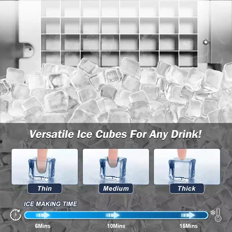 Denjol Commercial Ice Maker (15-Inch, 120 lb/24H Full Cubes) - Freestanding/Built-in Design