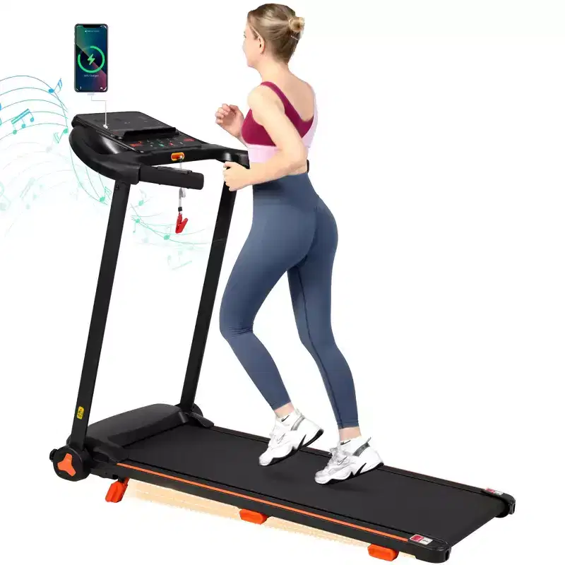 Folding Treadmill for Home, 2.5HP Quiet Motor, Incline, Heart Rate Sensor, USB Charge, Bluetooth Speaker, 6 Shock-Absorbing, 300lbs Capacity