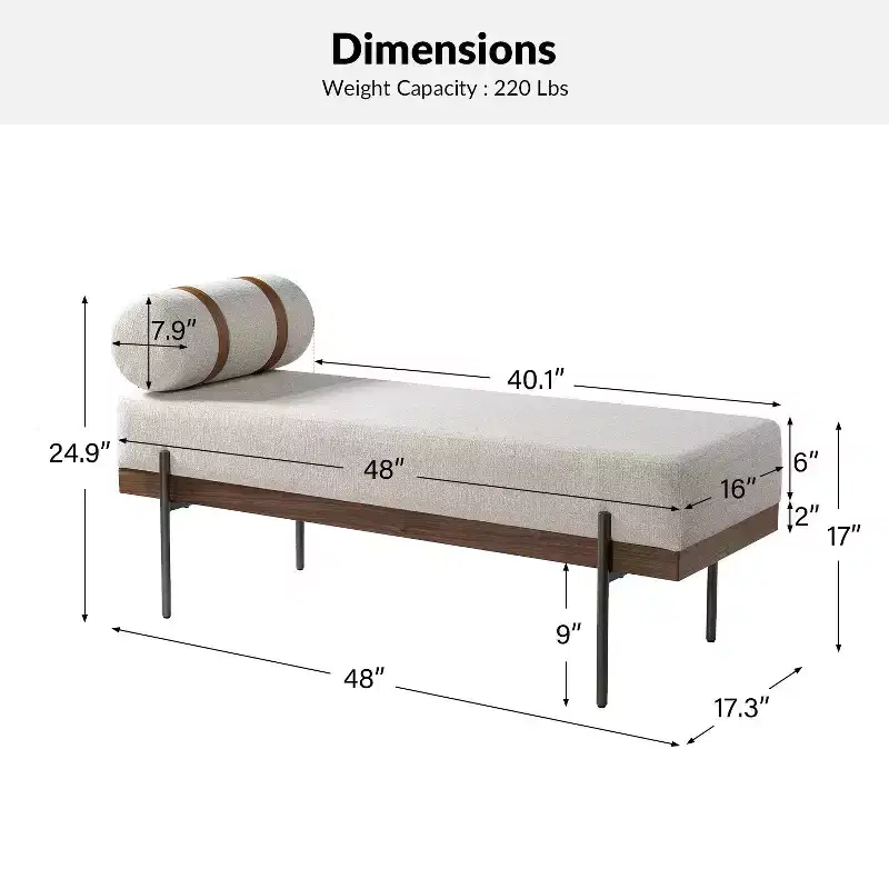 Entryway Bench with Removable Pillow, Industrial Style