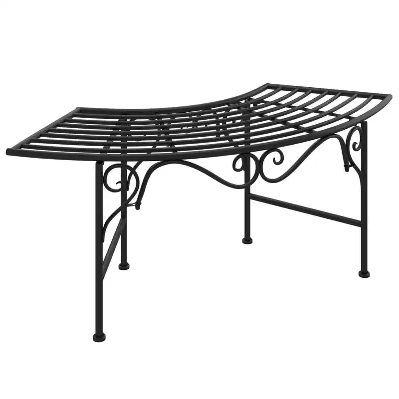 vidaXL - Tree Bench Black Steel - 44.5 Patio Garden Seat
