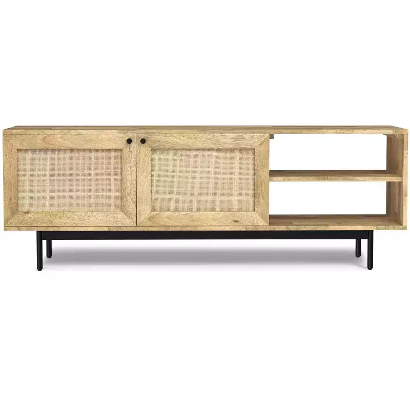 Sterling 54 inch Wide Solid Wood Transitional TV Stand in Black For TVs up to 60 inches